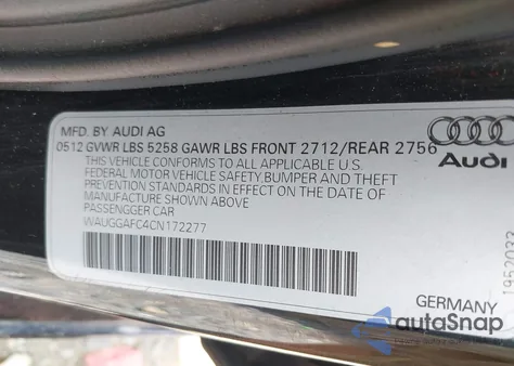 2012 Audi A6 3.0 Premium z USA, uszkodzony, nr VIN WAUGGAFC4CN172277